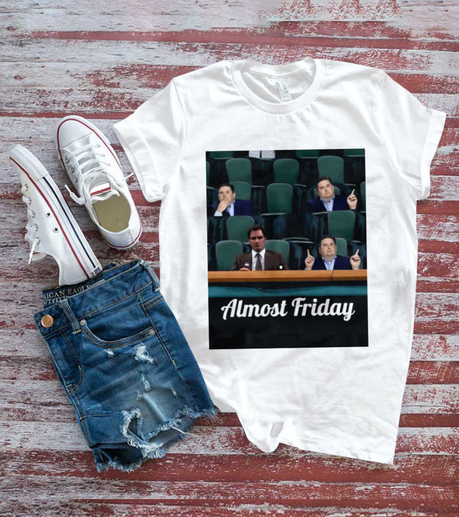Almost Friday Meme With Roger Federer And Jonah Hill In Audience T-Shirt