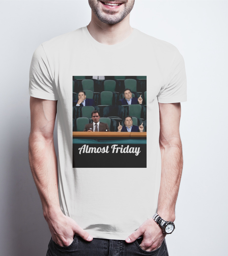 Almost Friday Meme With Roger Federer And Jonah Hill In Audience T-Shirt