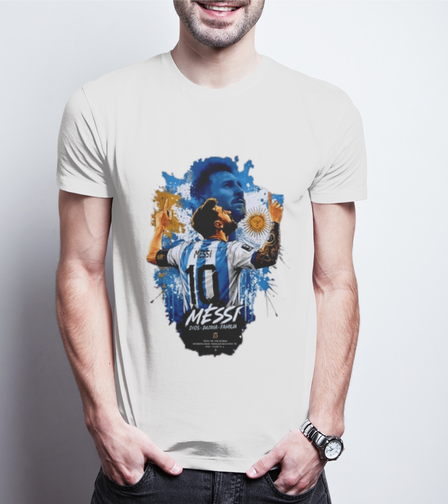 Messi Dios Patria Familia Argentina Football 10 Pointing To The Sky T-Shirt
