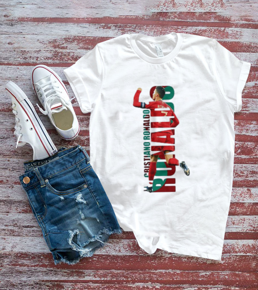 Cristiano Ronaldo Portugal Goal Celebration Number 7 Red Green T-Shirt