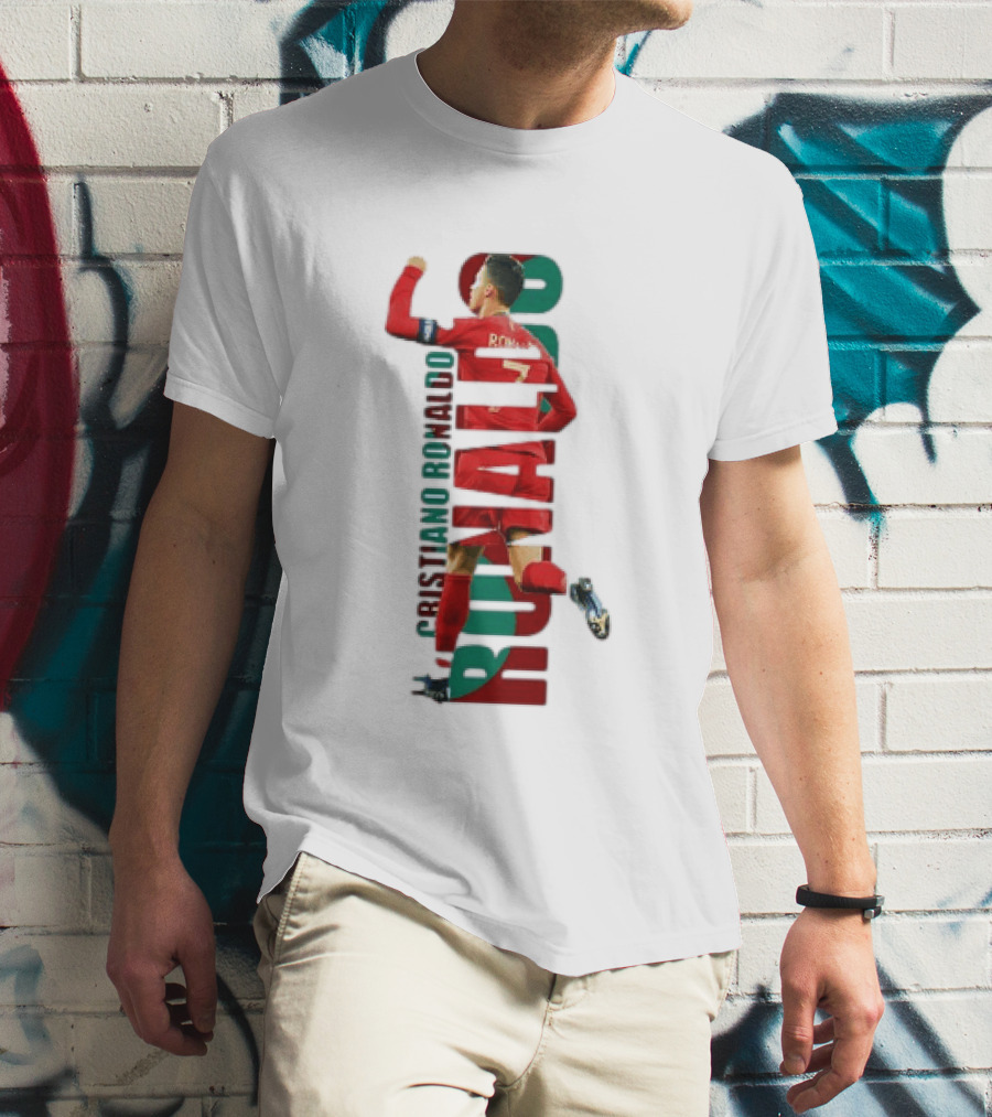 Cristiano Ronaldo Portugal Goal Celebration Number 7 Red Green T-Shirt