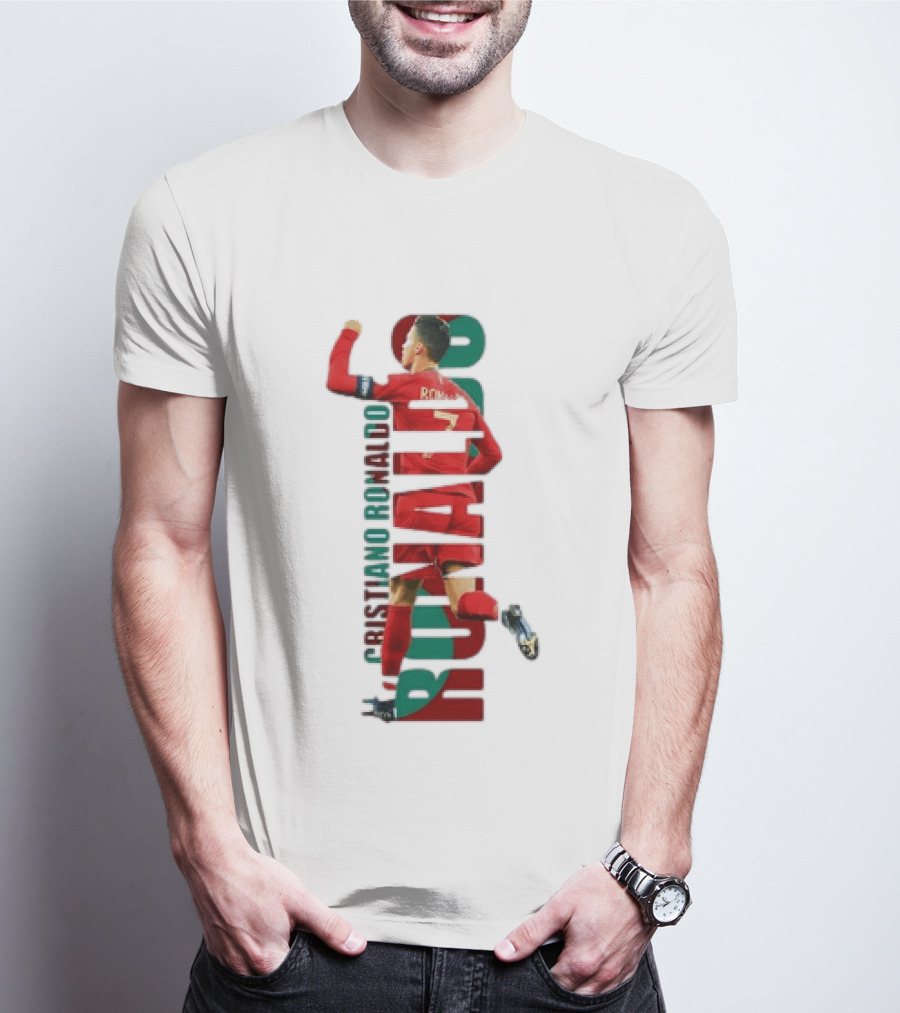 Cristiano Ronaldo Portugal Goal Celebration Number 7 Red Green T-Shirt