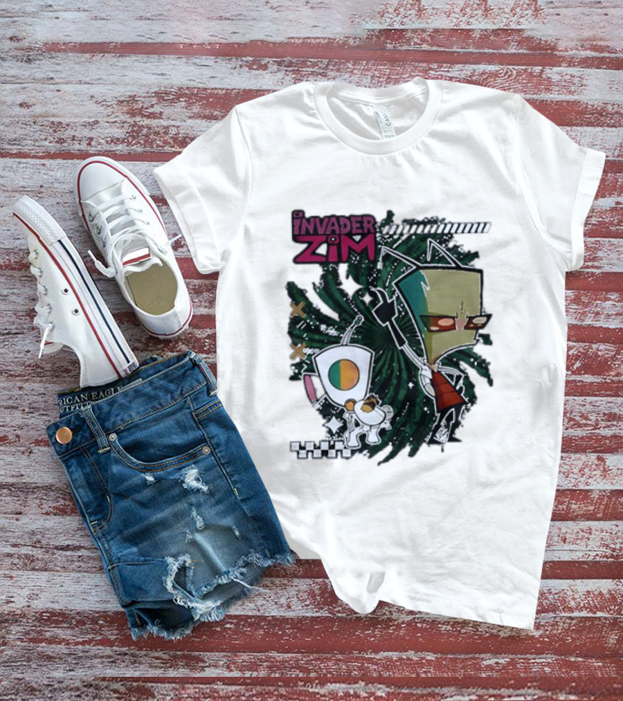 Invader Zim Gir With Zim Eating Taco Spiral T-Shirt