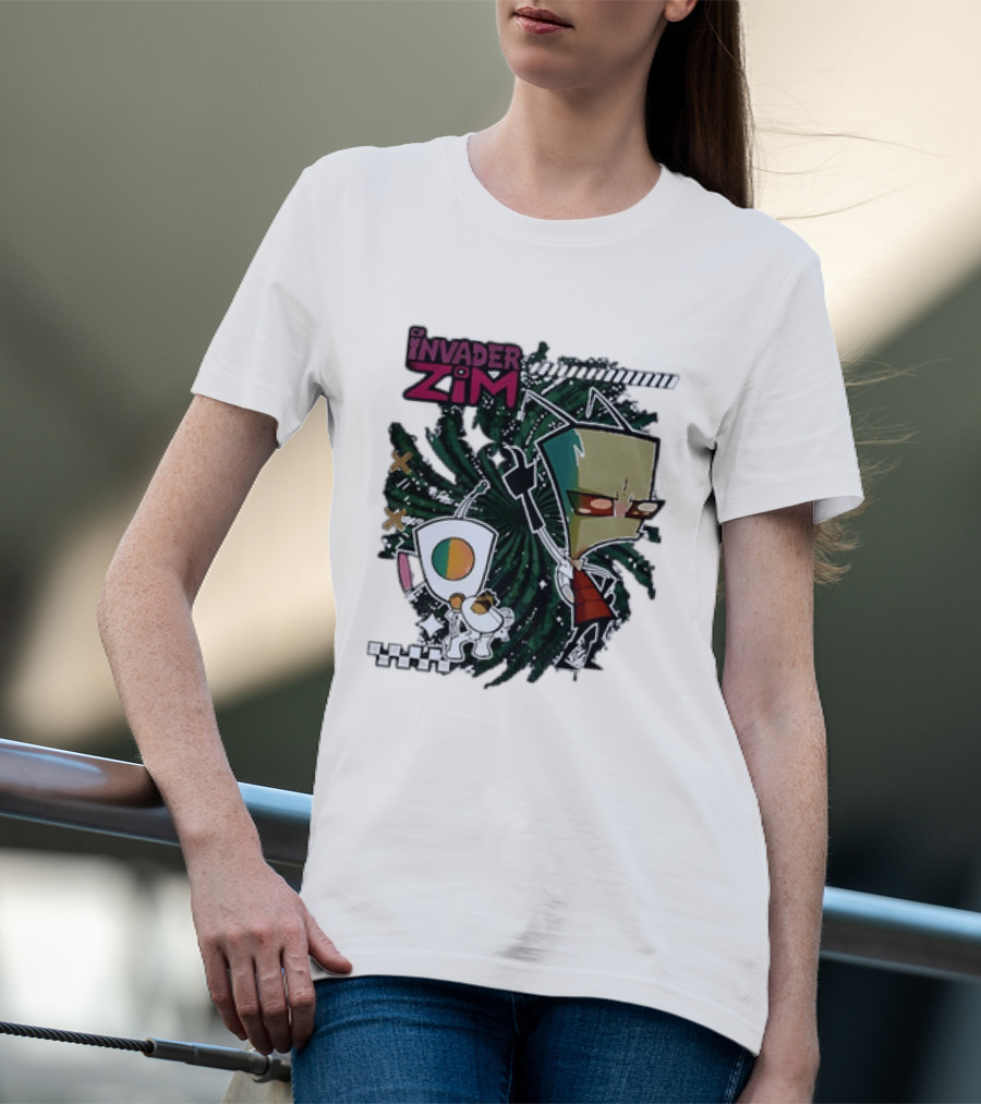 Invader Zim Gir With Zim Eating Taco Spiral T-Shirt