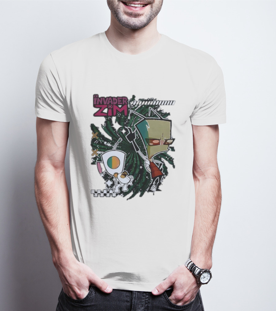 Invader Zim Gir With Zim Eating Taco Spiral T-Shirt