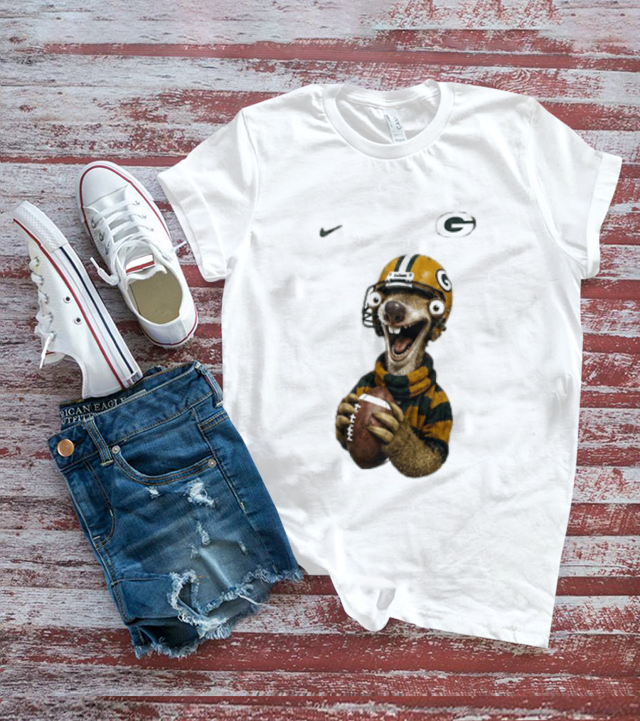 Sid The Sloth Green Bay Packers Football Helmet Fan Gear T-Shirt