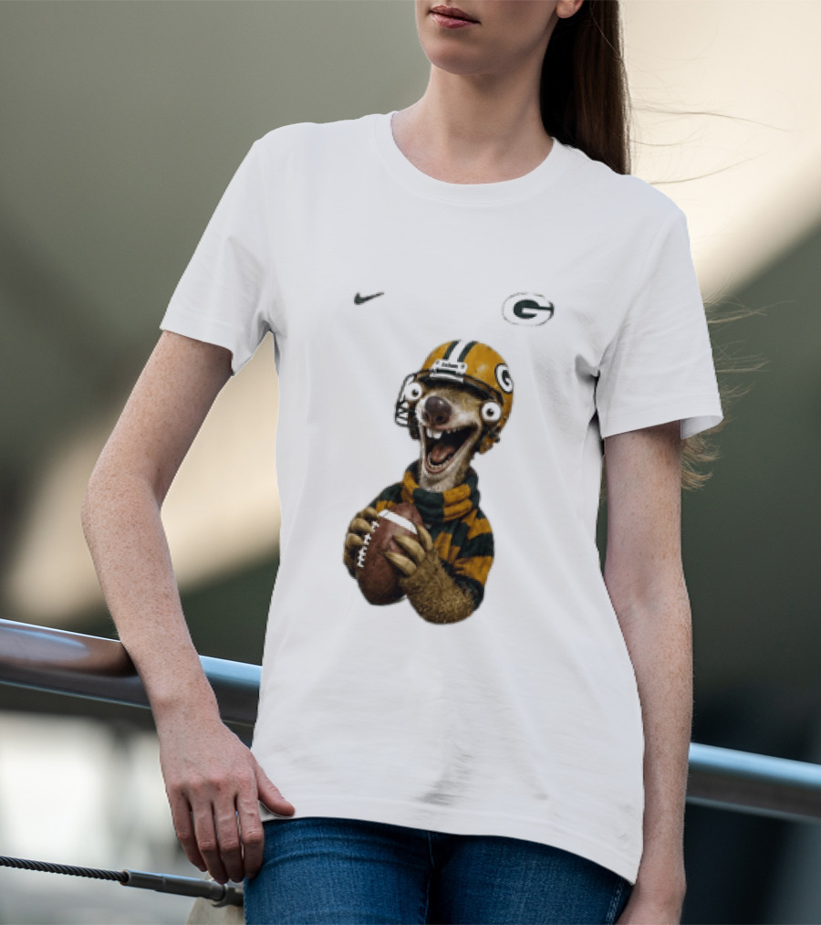 Sid The Sloth Green Bay Packers Football Helmet Fan Gear T-Shirt