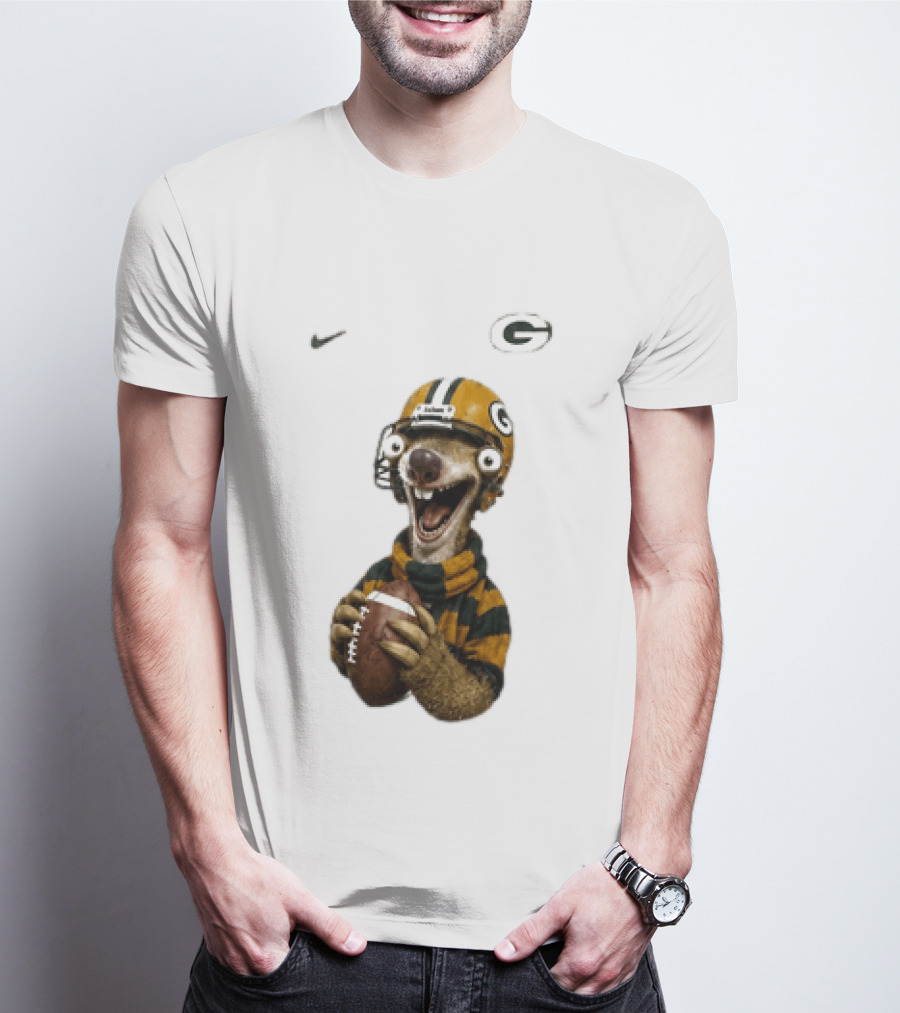 Sid The Sloth Green Bay Packers Football Helmet Fan Gear T-Shirt