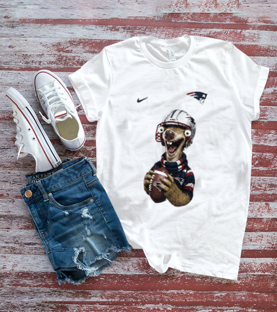 Sid The Sloth New England Patriots Football Helmet NFL Character Fan T-Shirt