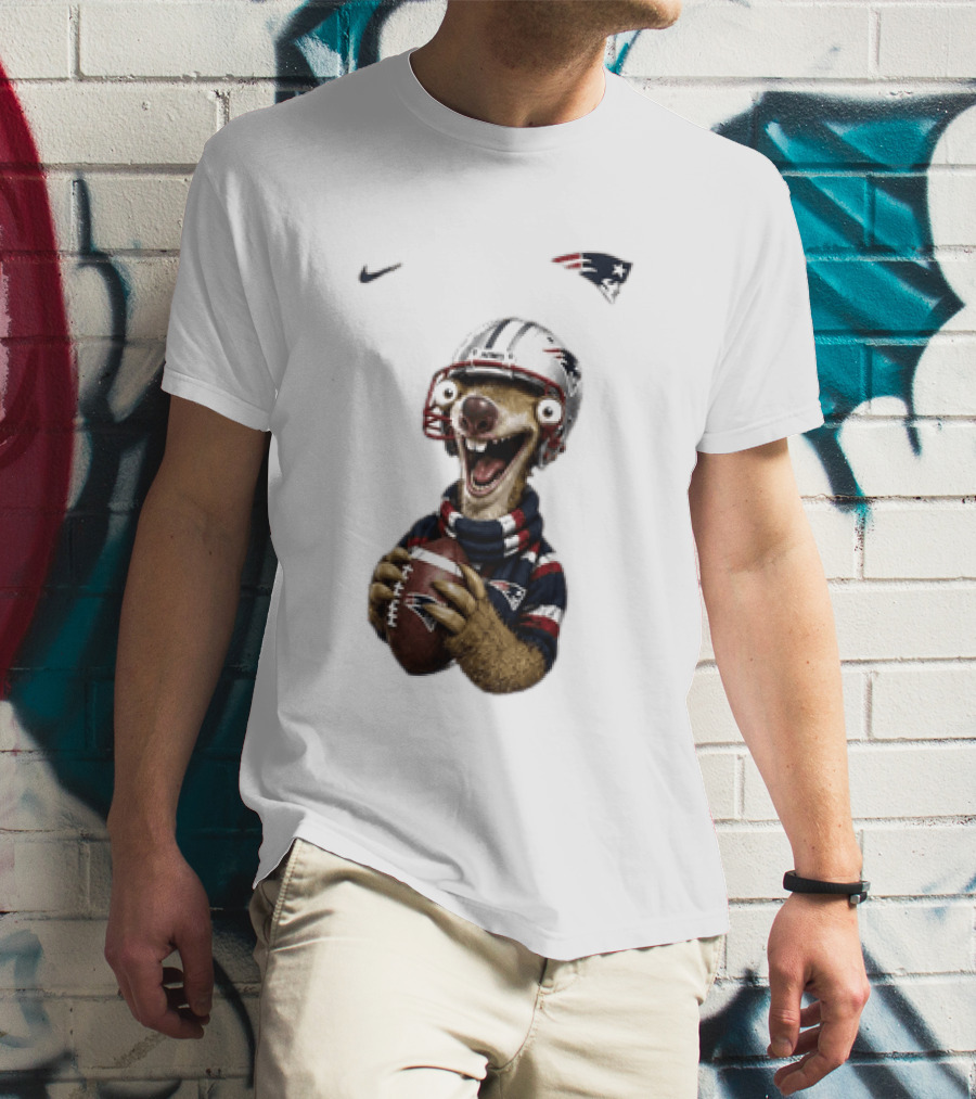 Sid The Sloth New England Patriots Football Helmet NFL Character Fan T-Shirt