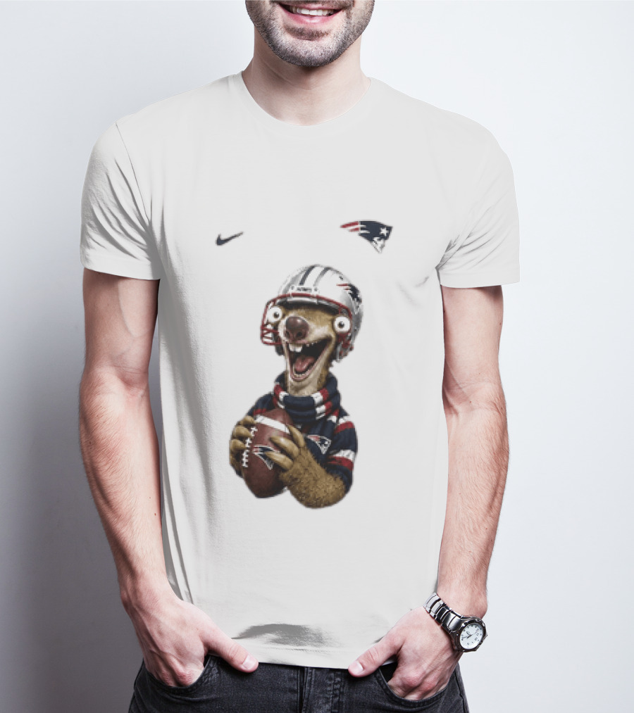 Sid The Sloth New England Patriots Football Helmet NFL Character Fan T-Shirt
