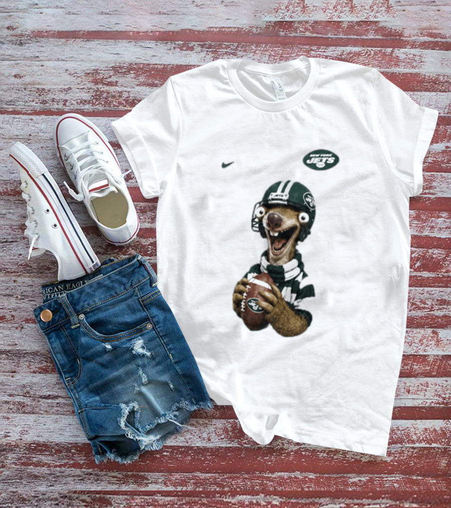 Sid The Sloth New York Jets Football Helmet Scarf And Ball T-Shirt