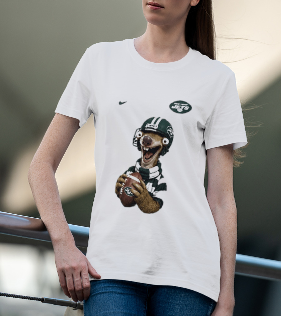 Sid The Sloth New York Jets Football Helmet Scarf And Ball T-Shirt