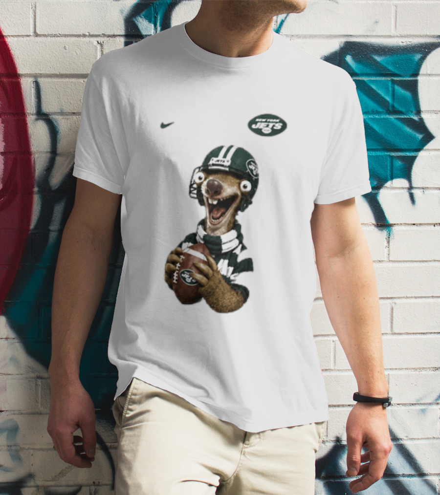 Sid The Sloth New York Jets Football Helmet Scarf And Ball T-Shirt
