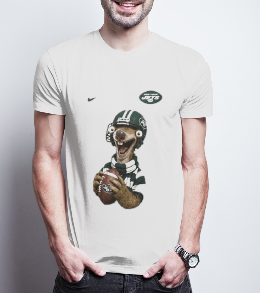 Sid The Sloth New York Jets Football Helmet Scarf And Ball T-Shirt
