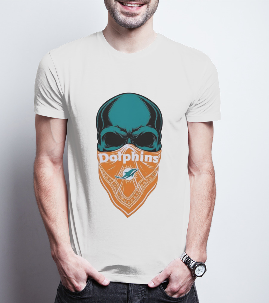 Miami Dolphins Skull Bandana With Team T-Shirt