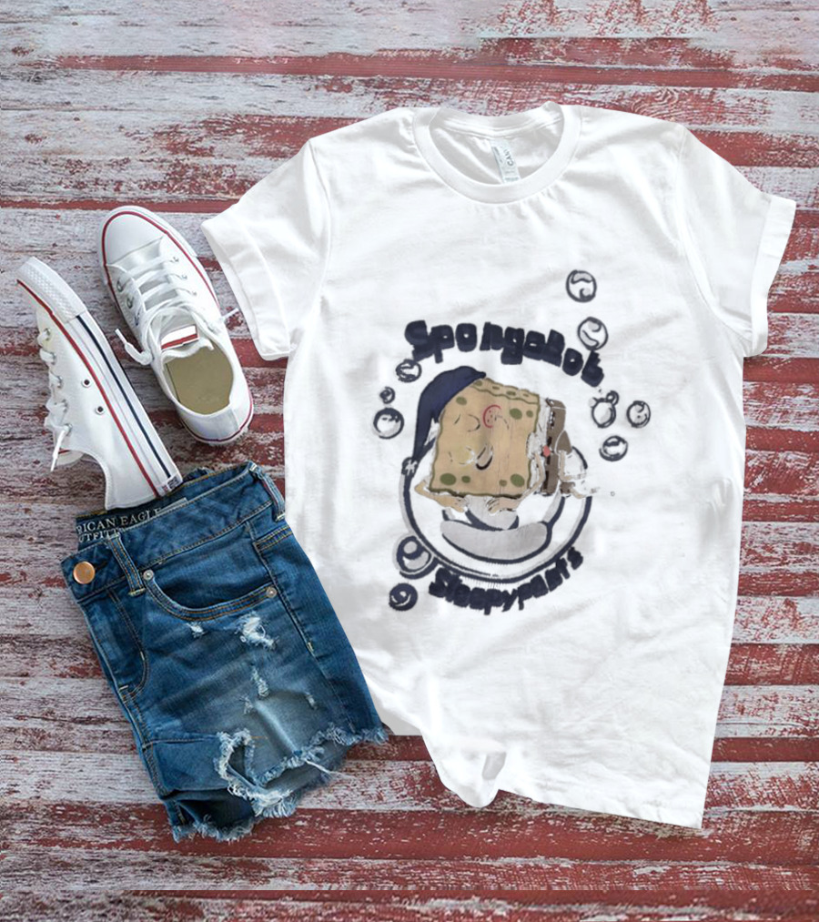 SpongeBob SleepyPants Sleeping Cartoon Blue Cotton Soft T-Shirt