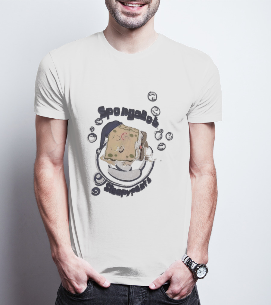 SpongeBob SleepyPants Sleeping Cartoon Blue Cotton Soft T-Shirt