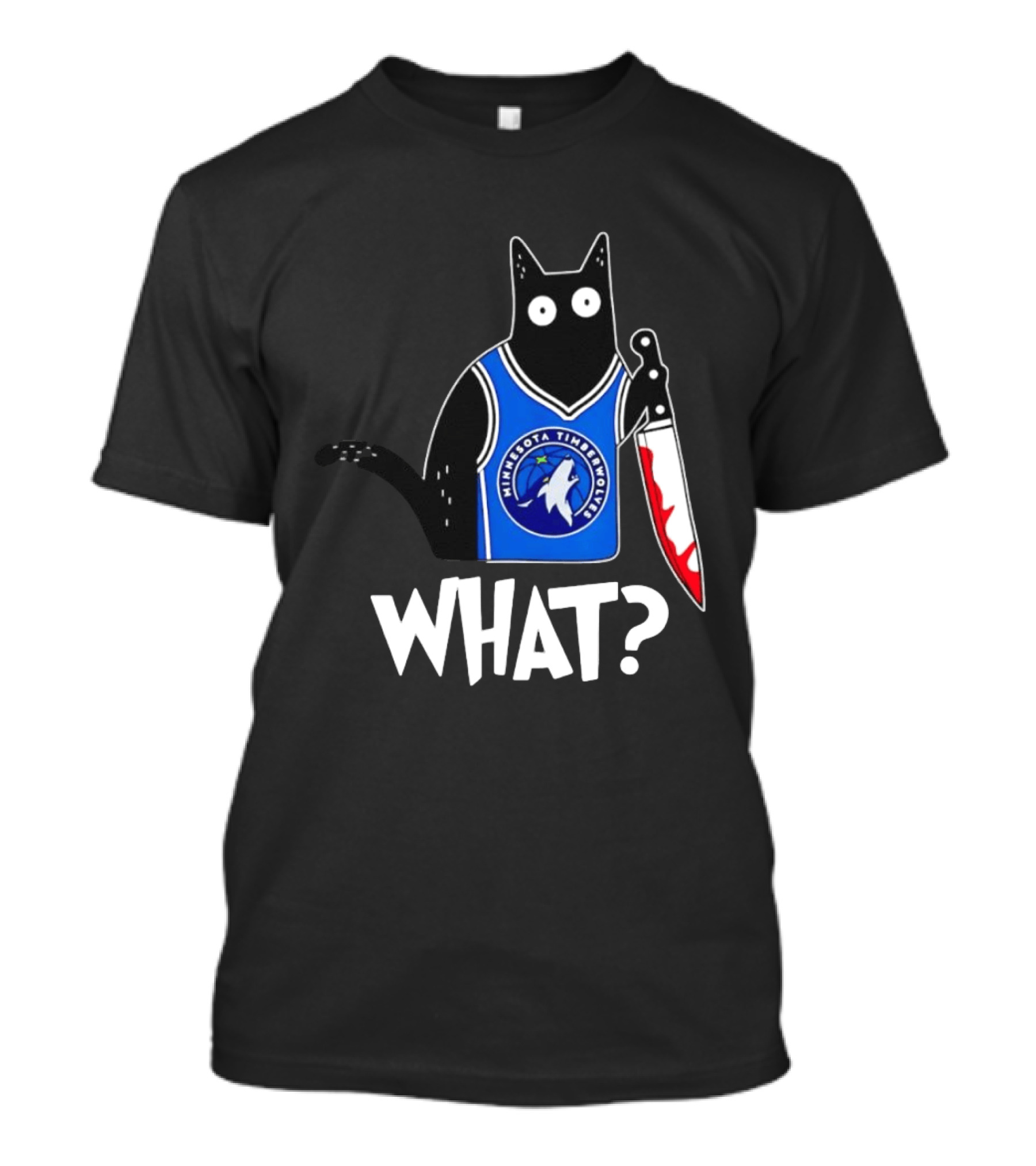 Minnesota Timberwolves Cat With Knife WHAT Halloween T-Shirt
