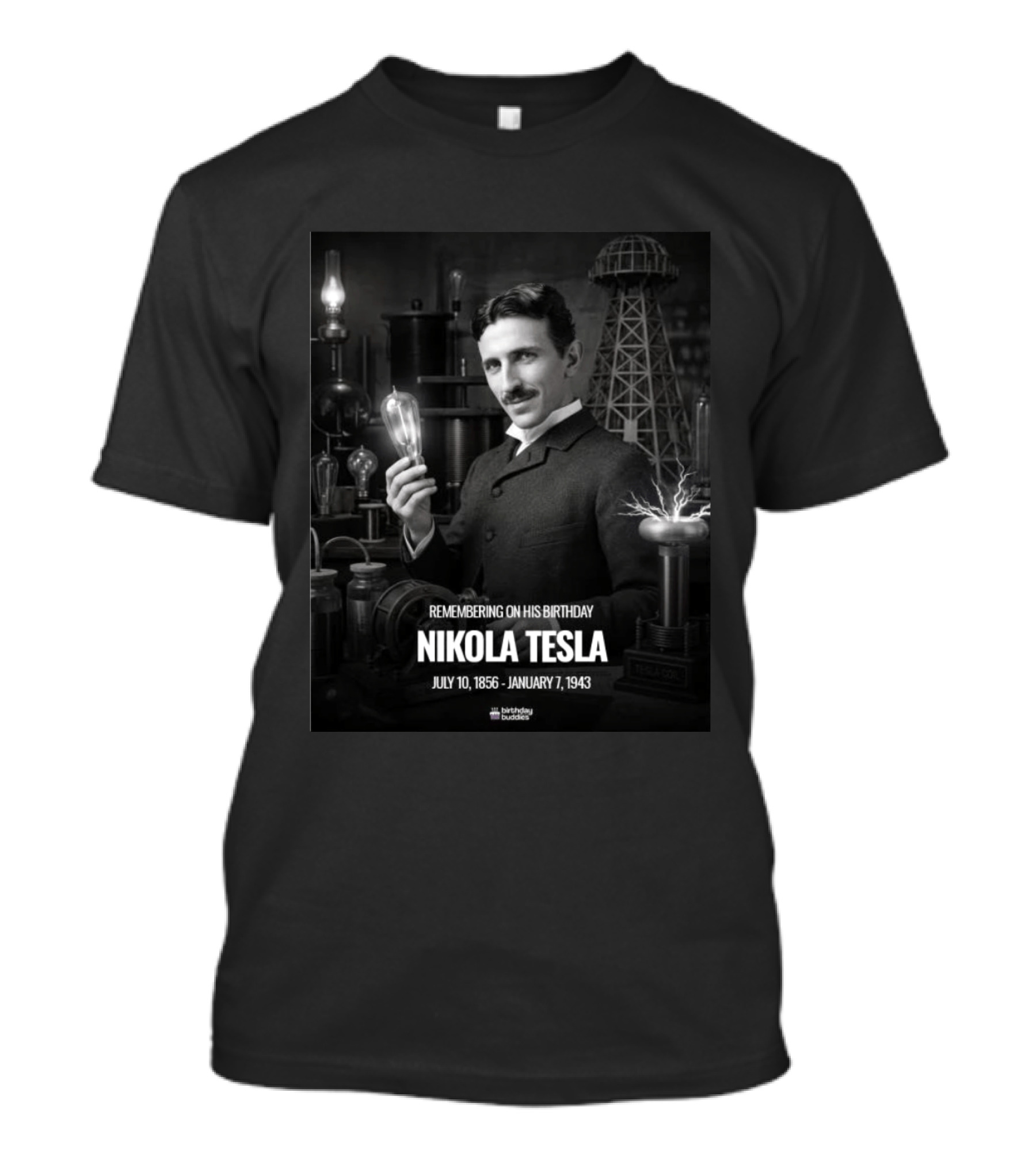 Remembering Nikola Tesla Birthday July 10 1856 January 7 1943 T-Shirt