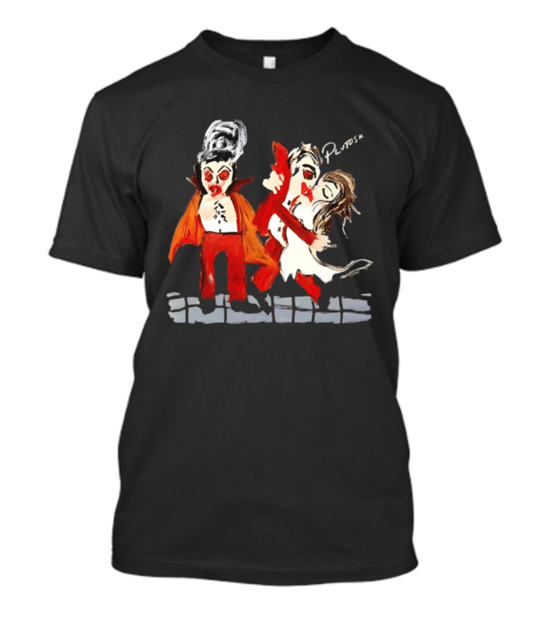 Dracula And Bride Kissing PlutoSki Halloween Vampire Couple Romantic Horror T-Shirt