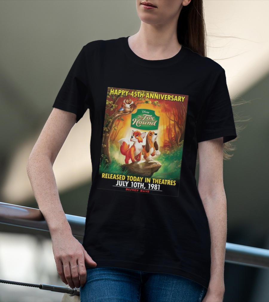 Happy 45th Anniversary Disney The Fox And The Hound July 10th 1981 T-Shirt