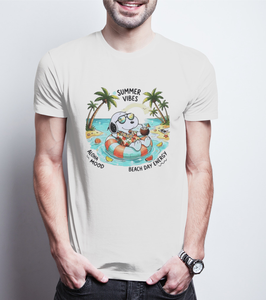 Summer Vibes Aloha Mood Beach Day Energy Snoopy Relaxing T-Shirt