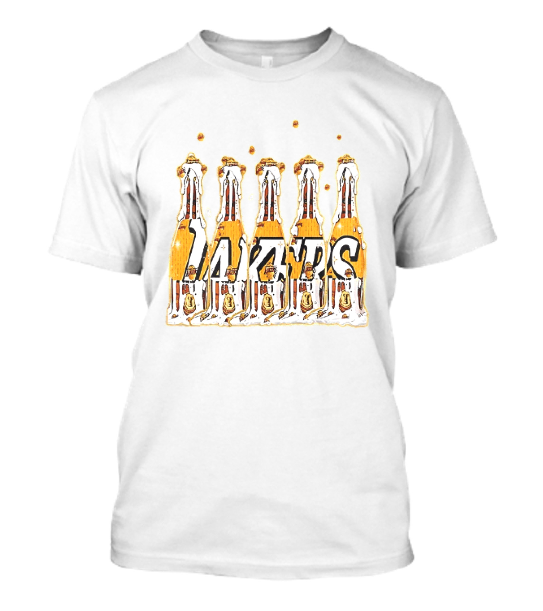 Lakers Champagne Bottle Celebration Popping Bubbles T-Shirt