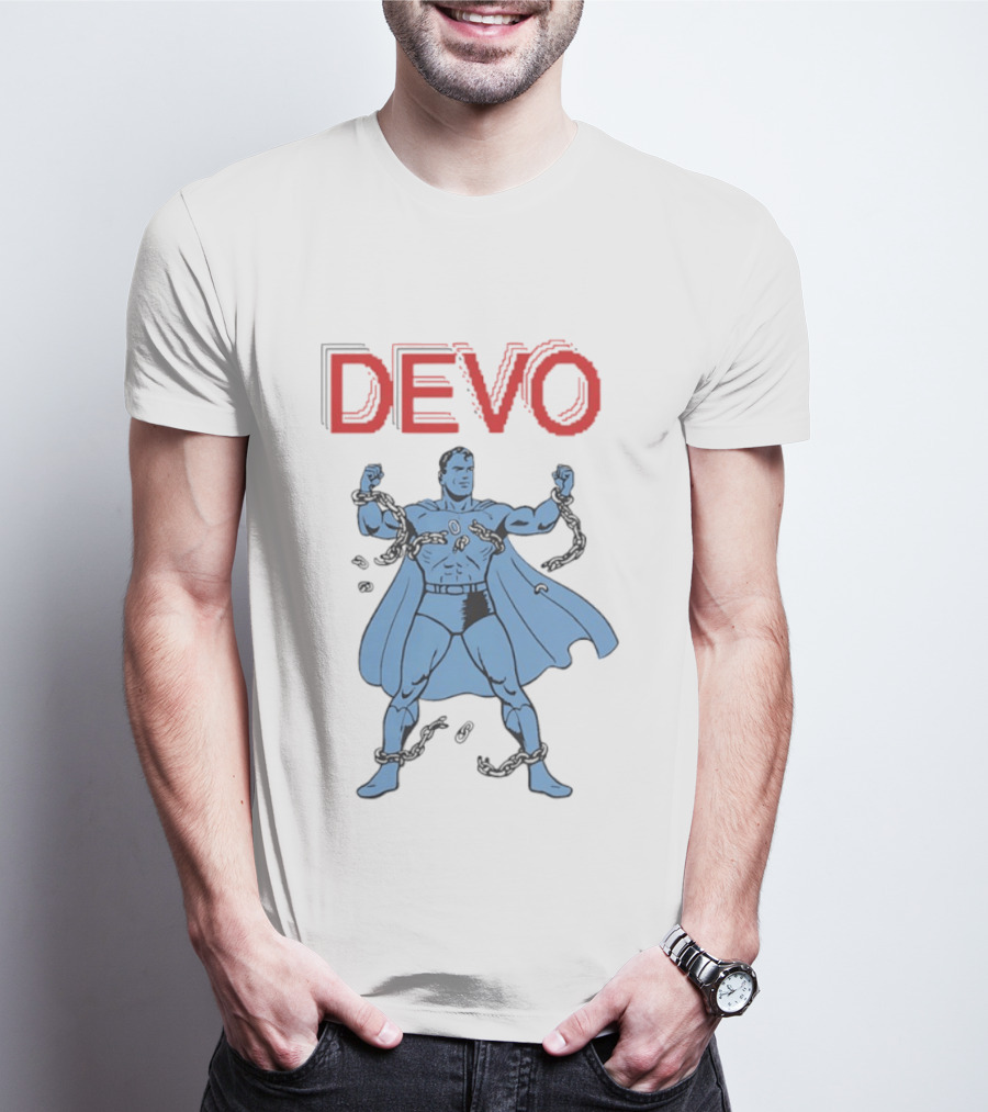 Devo Superhero Comic Style Action Figure T-Shirt