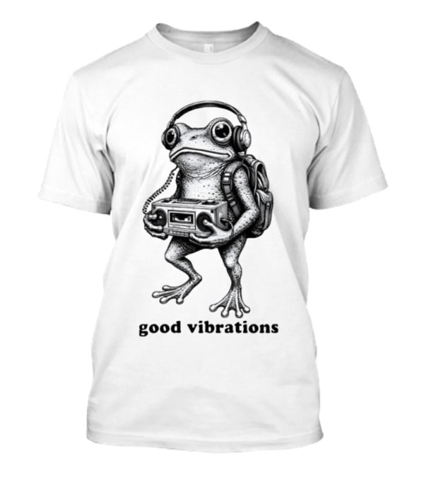 Frog With Headphones Boombox Backpack Good Vibrations T-Shirt