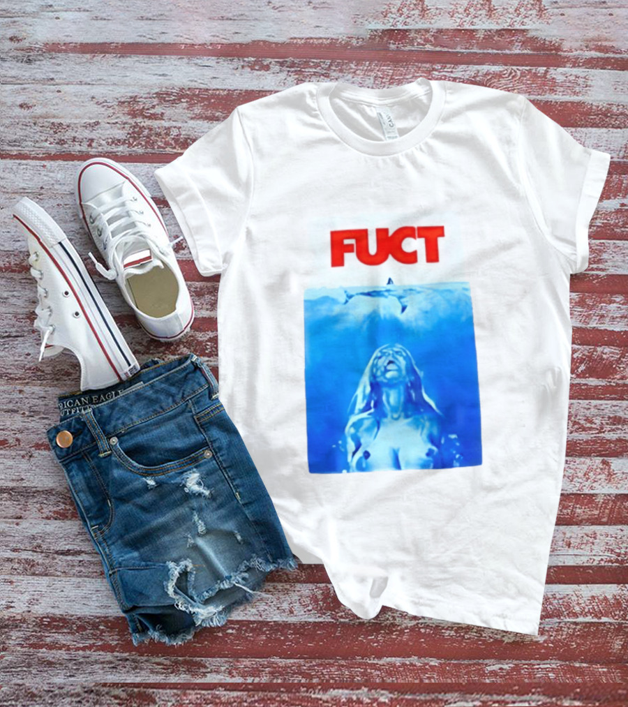 FUCT Jaws Ocean Shark Woman Swimming T-Shirt