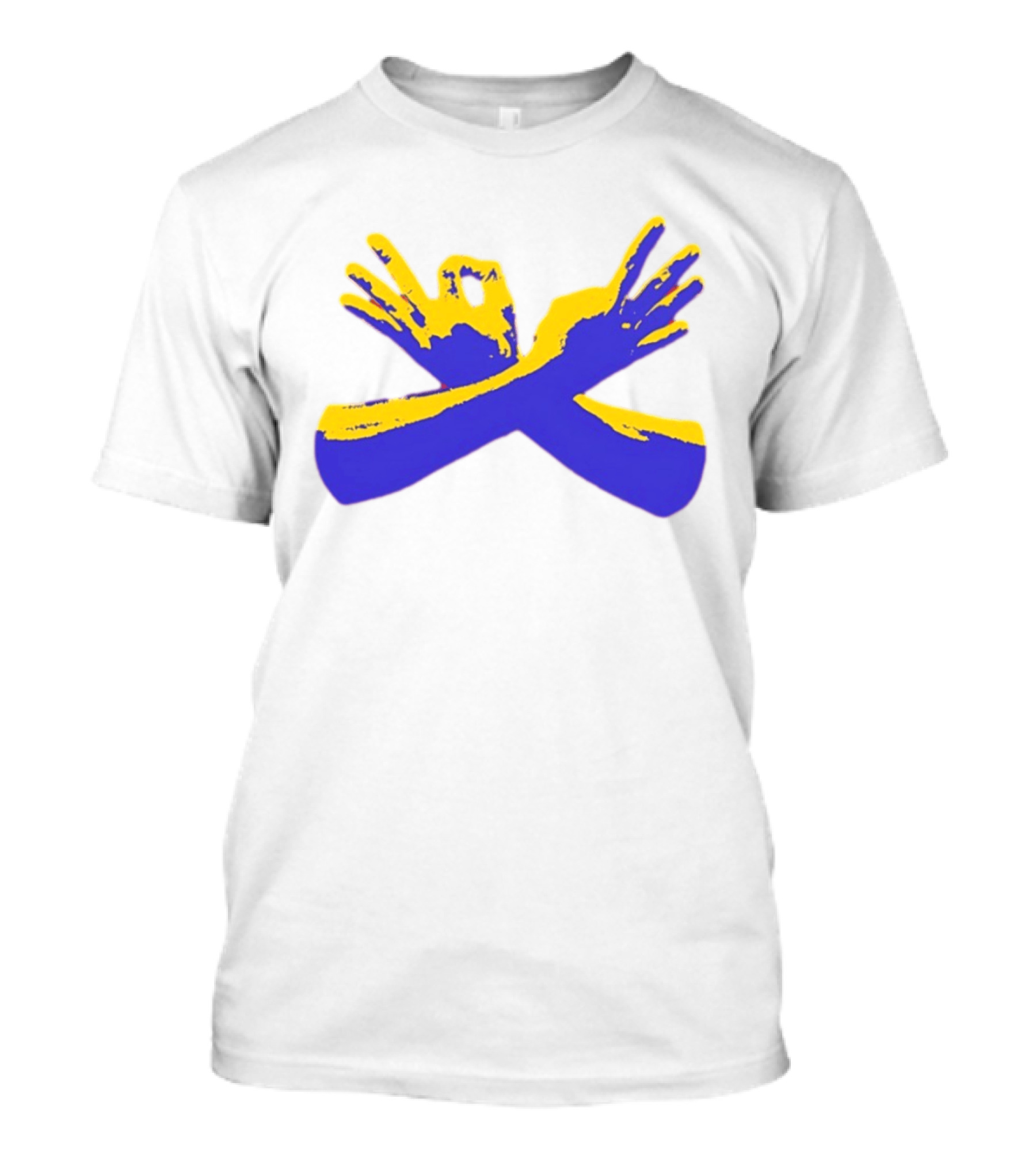 Hand Gesture Okay Yellow Blue Crossed Hands T-Shirt