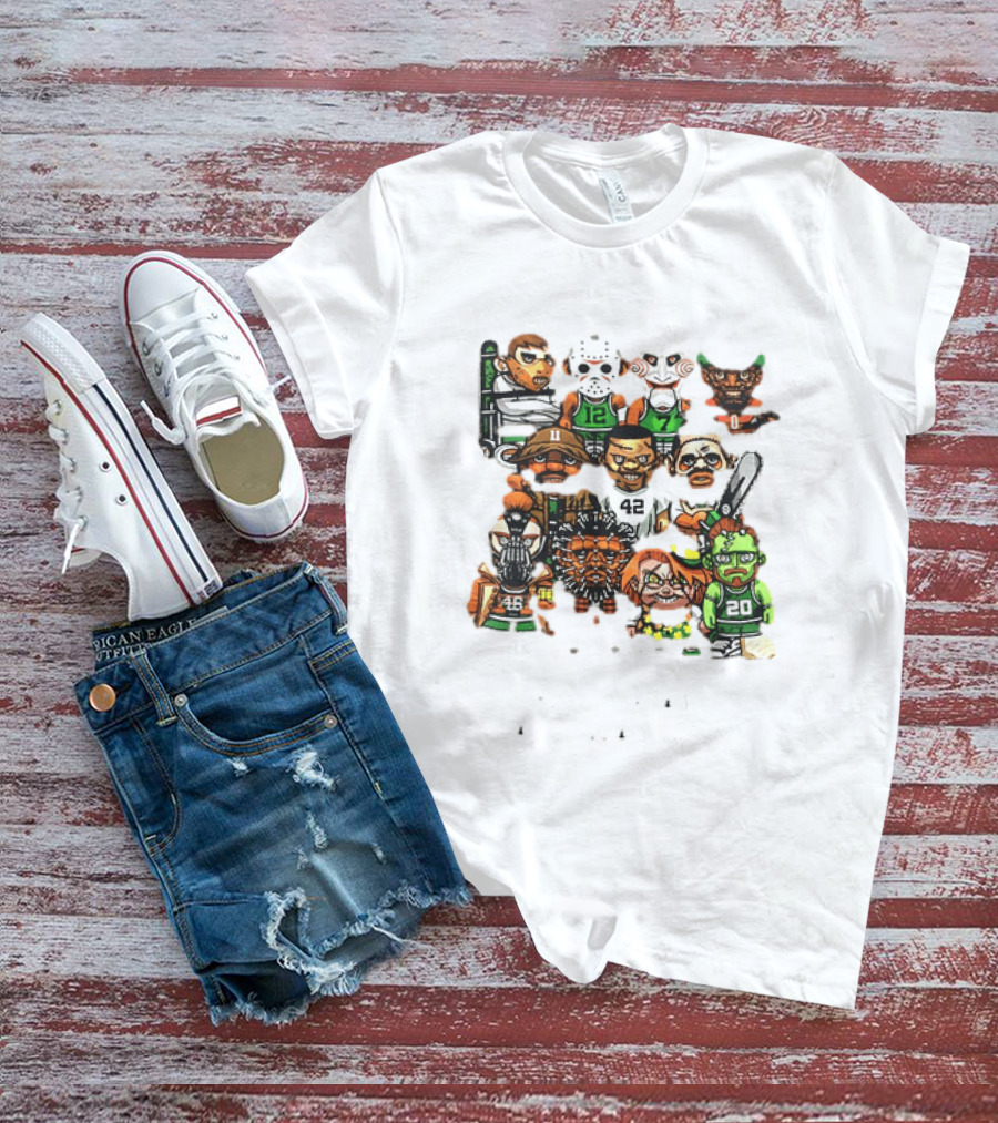 Nightmare Causeway Street Boston Celtics Horror Icons Mashup T-Shirt