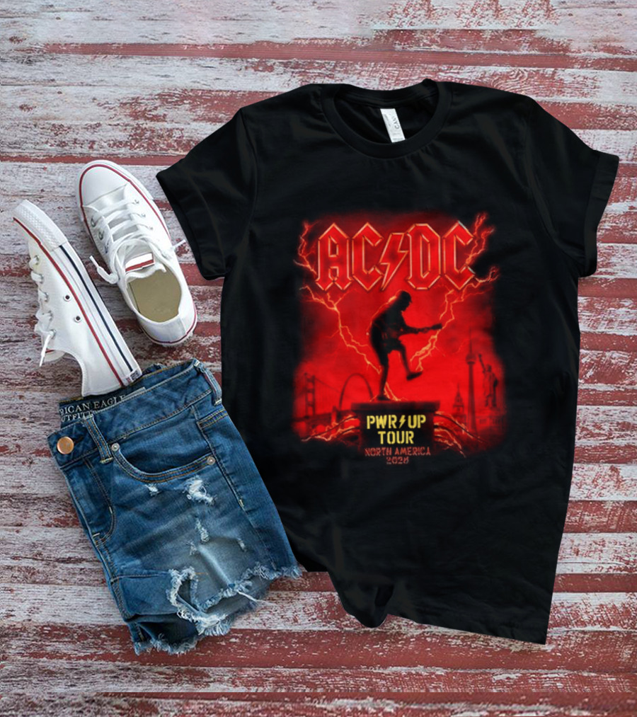 ACDC PWR Up Tour 2026 North America Red Lightning Cities Dates Angus T-Shirt