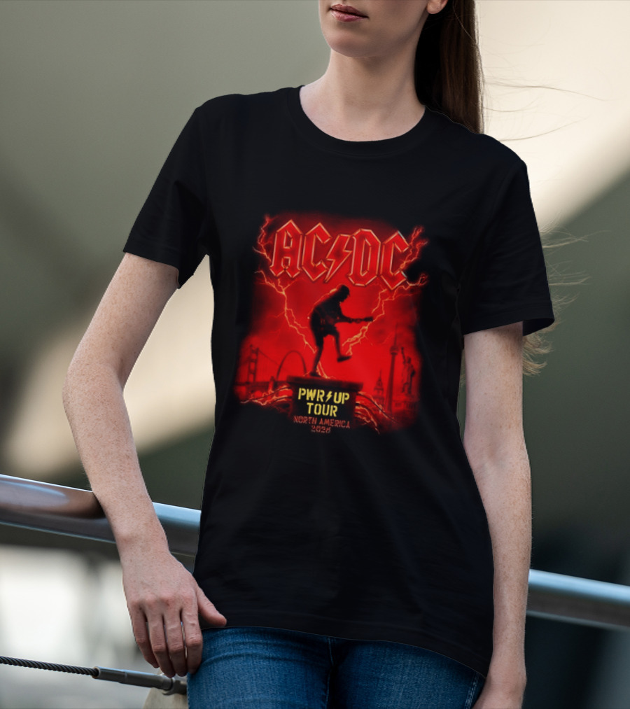 ACDC PWR Up Tour 2026 North America Red Lightning Cities Dates Angus T-Shirt