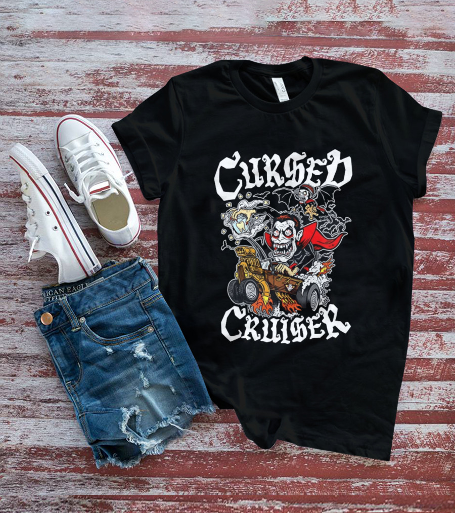 Cursed Cruiser Vampire Hot Rod With Bat And Tooth Jar T-Shirt