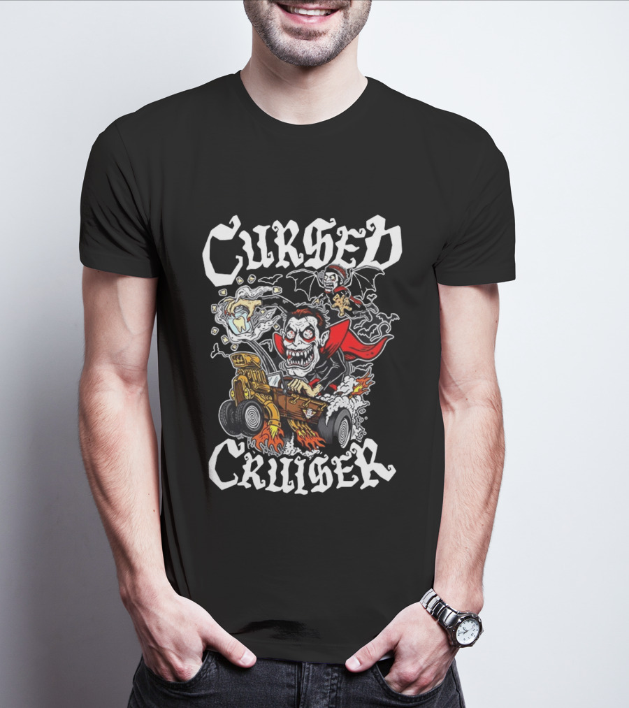 Cursed Cruiser Vampire Hot Rod With Bat And Tooth Jar T-Shirt