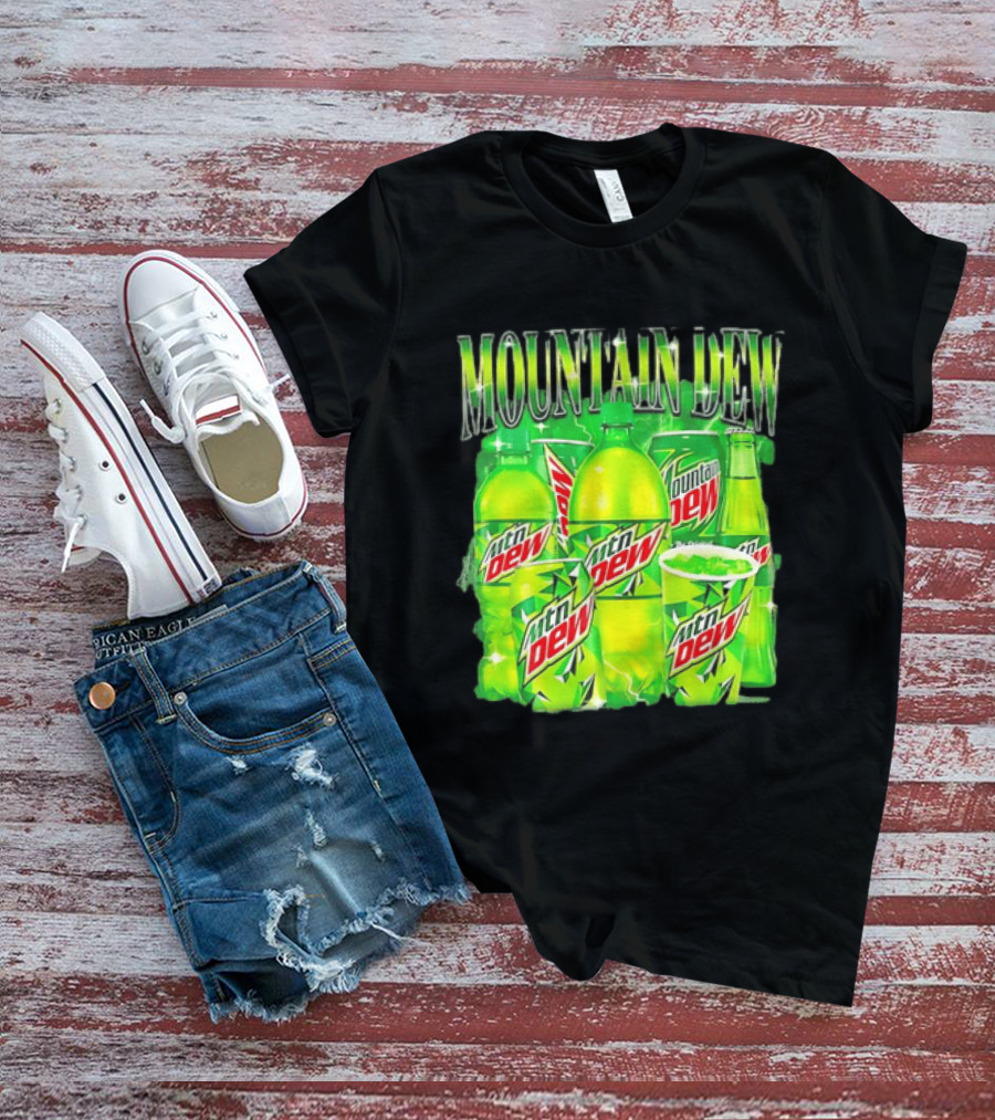 Mountain Dew Green Beverage Collection Bottles And Cans T-Shirt