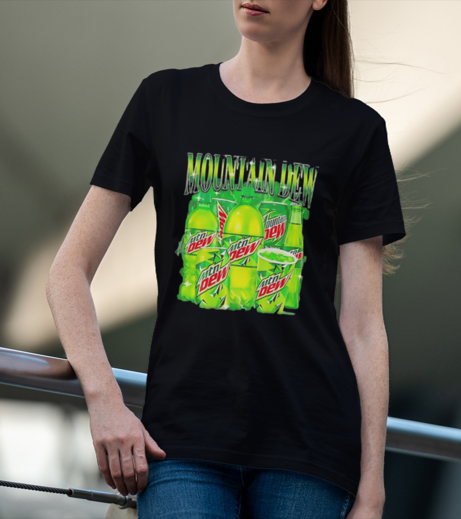 Mountain Dew Green Beverage Collection Bottles And Cans T-Shirt