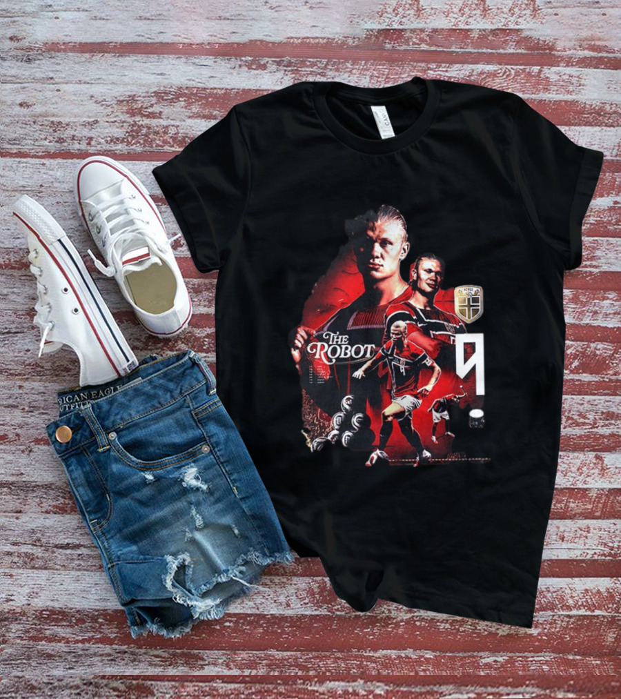 Erling Haaland Norway The Robot 9 Football Legend Norway Crest T-Shirt