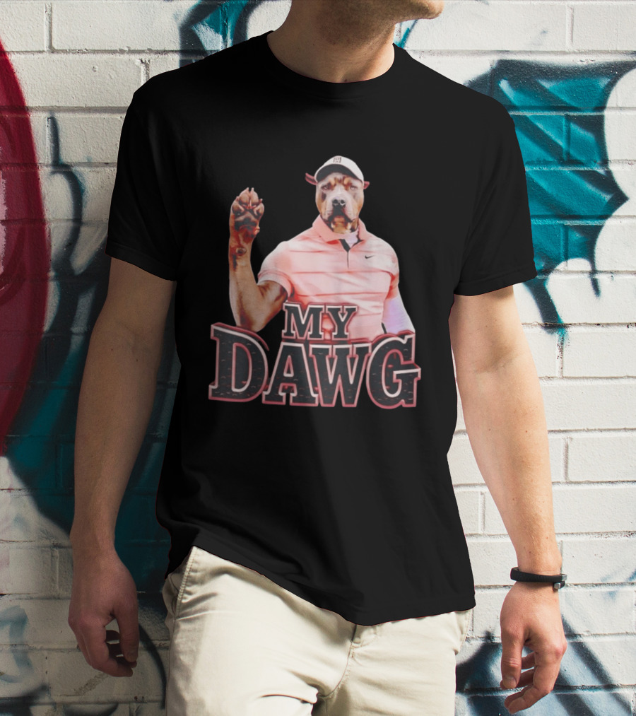 Tiger Woods Golfing Pitbull My Dawg T-Shirt