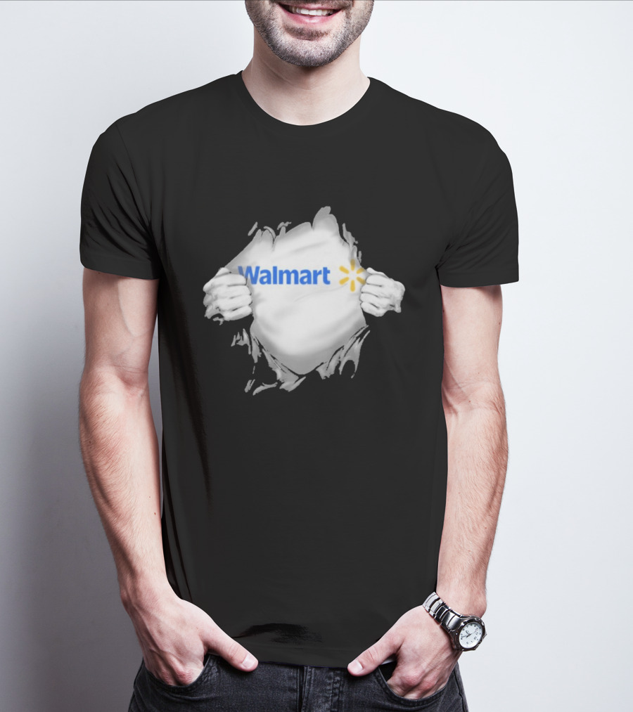 Walmart Ripped Chest Superhero Torn Employee T-Shirt