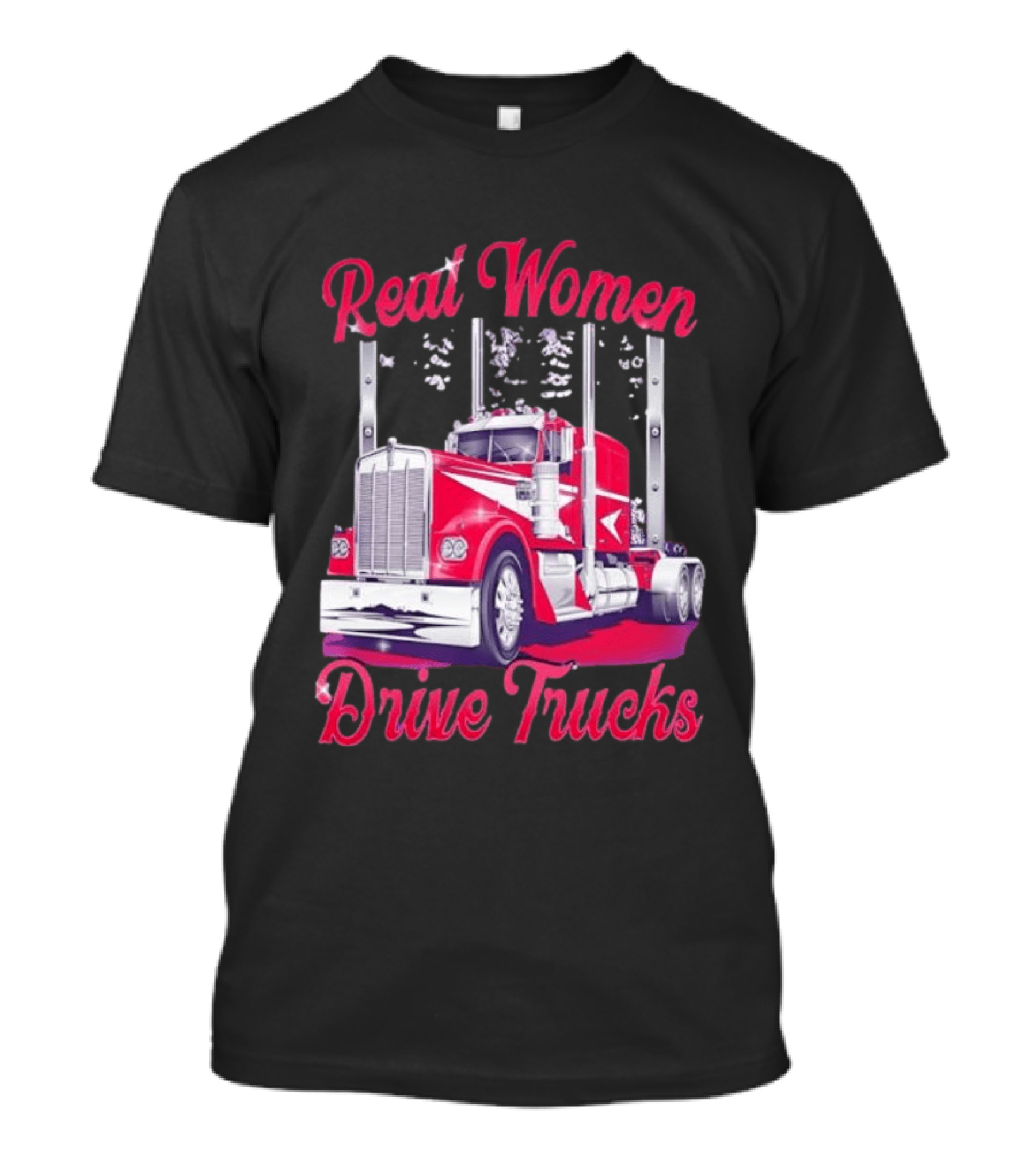 Real Women Drive Trucks Semi Truck With Flowers T-Shirt