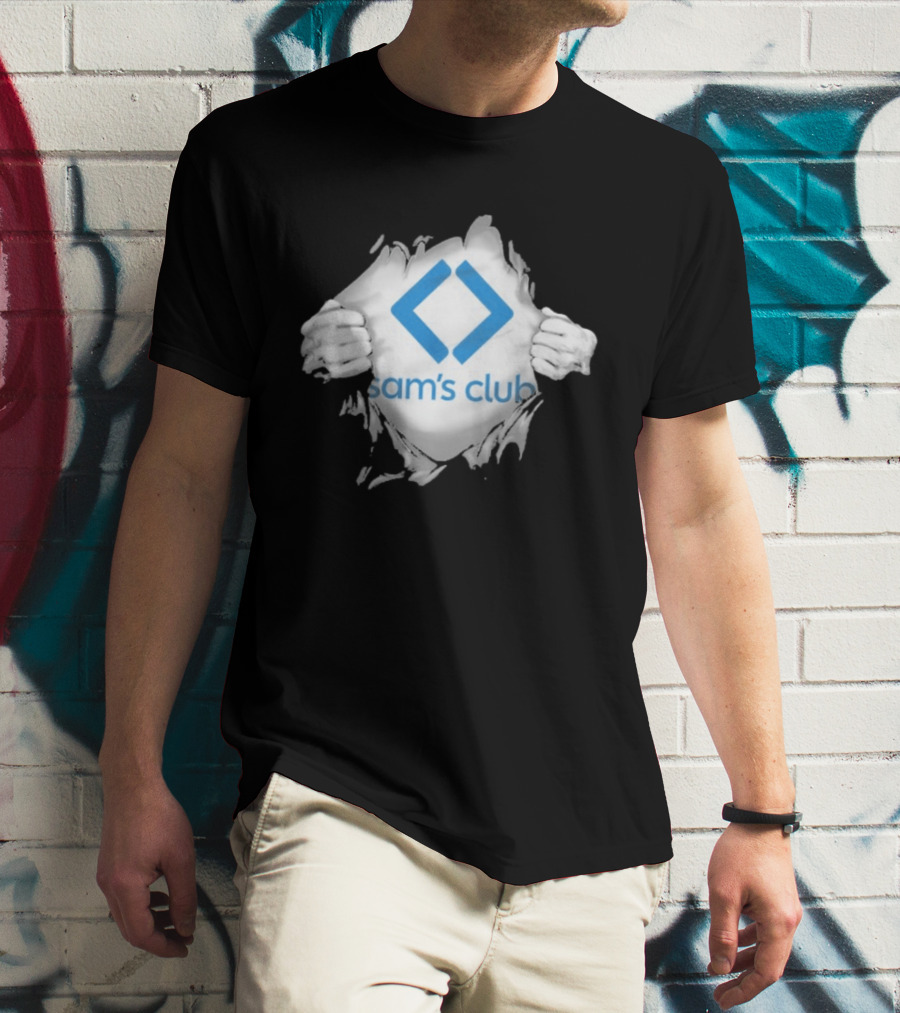 Sam's Club Ripped Chest Superhero Torn Employee Sam's Club T-Shirt