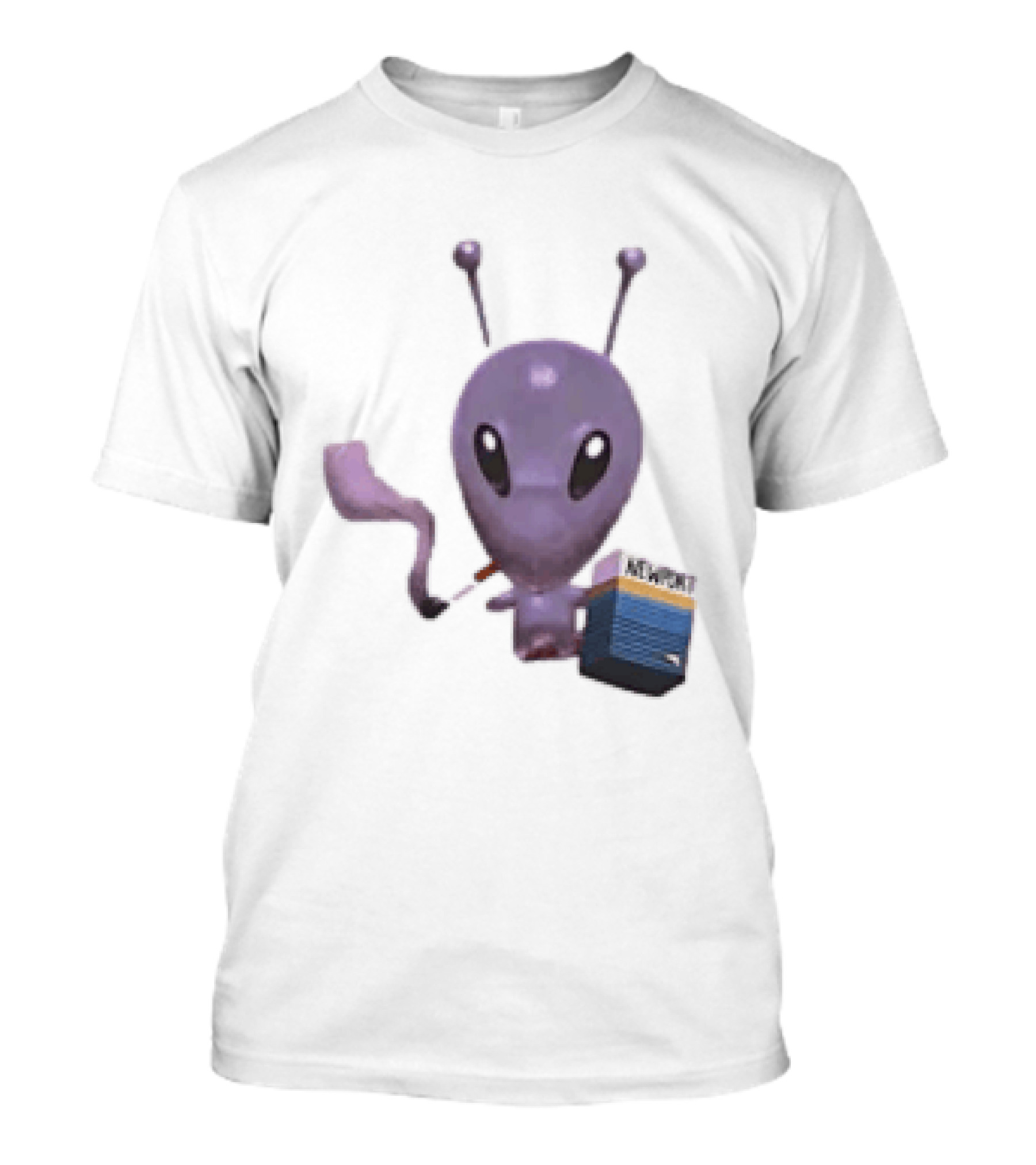 Alien Holding Newport Cigarette Pack Smoking Space Travel T-Shirt