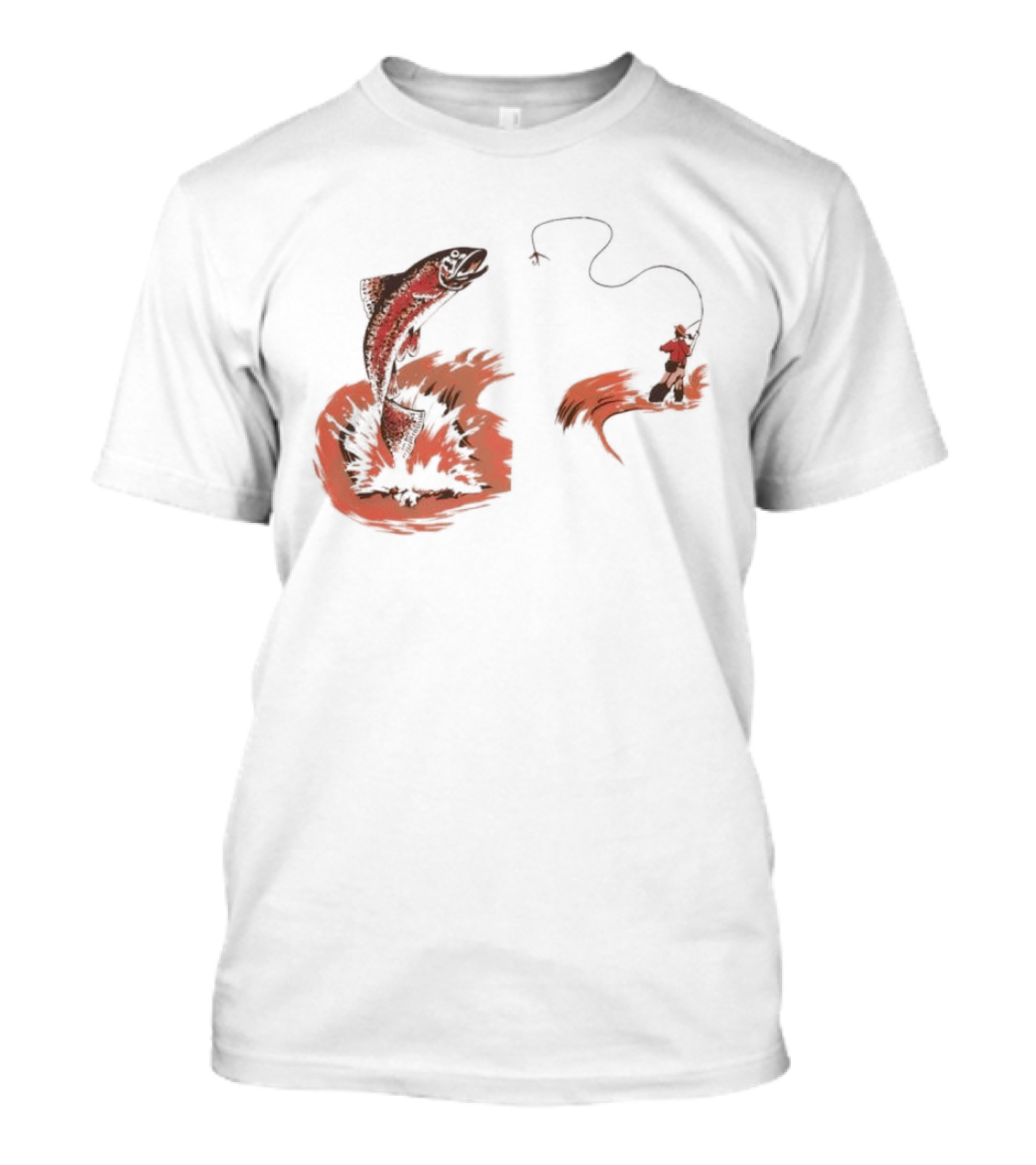 Fly Fisherman Catching Trout With Rod And Line T-Shirt