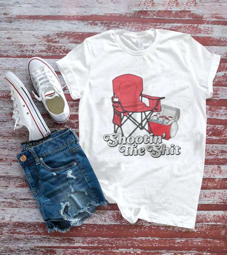Shootin' The Shit Red Chair And Cooler BBQ Vibes T-Shirt