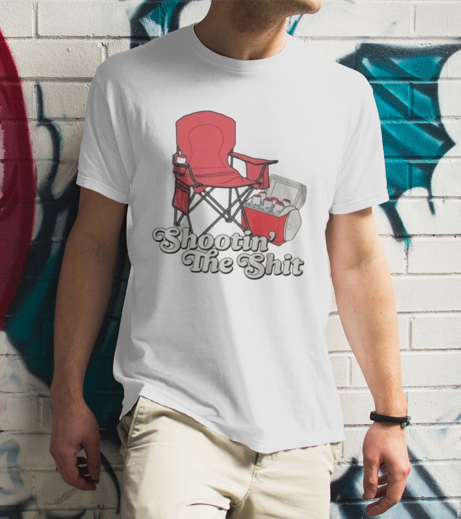 Shootin' The Shit Red Chair And Cooler BBQ Vibes T-Shirt