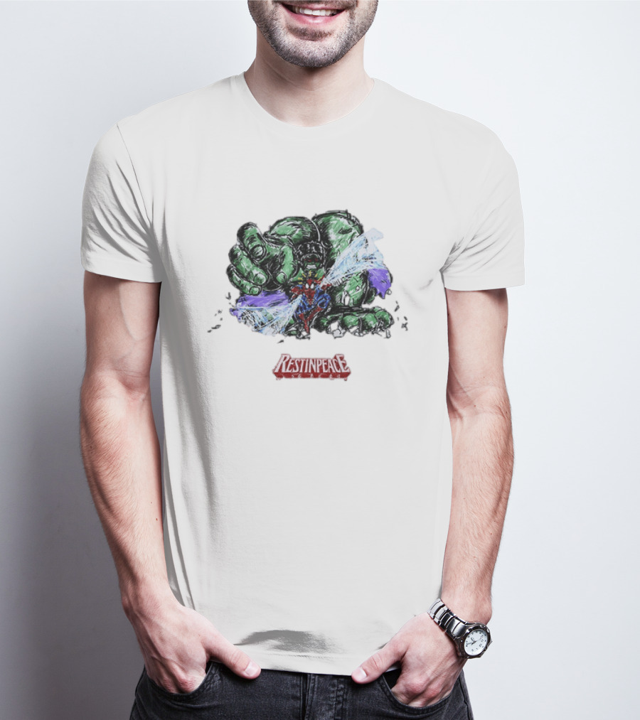 Marvel Comics Spider Man And Hulk Restinpeace Action Scene T-Shirt