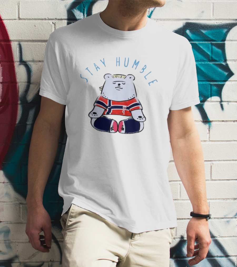 Stay Humble Meditating Bear Norway Erling Haaland Football Team T-Shirt